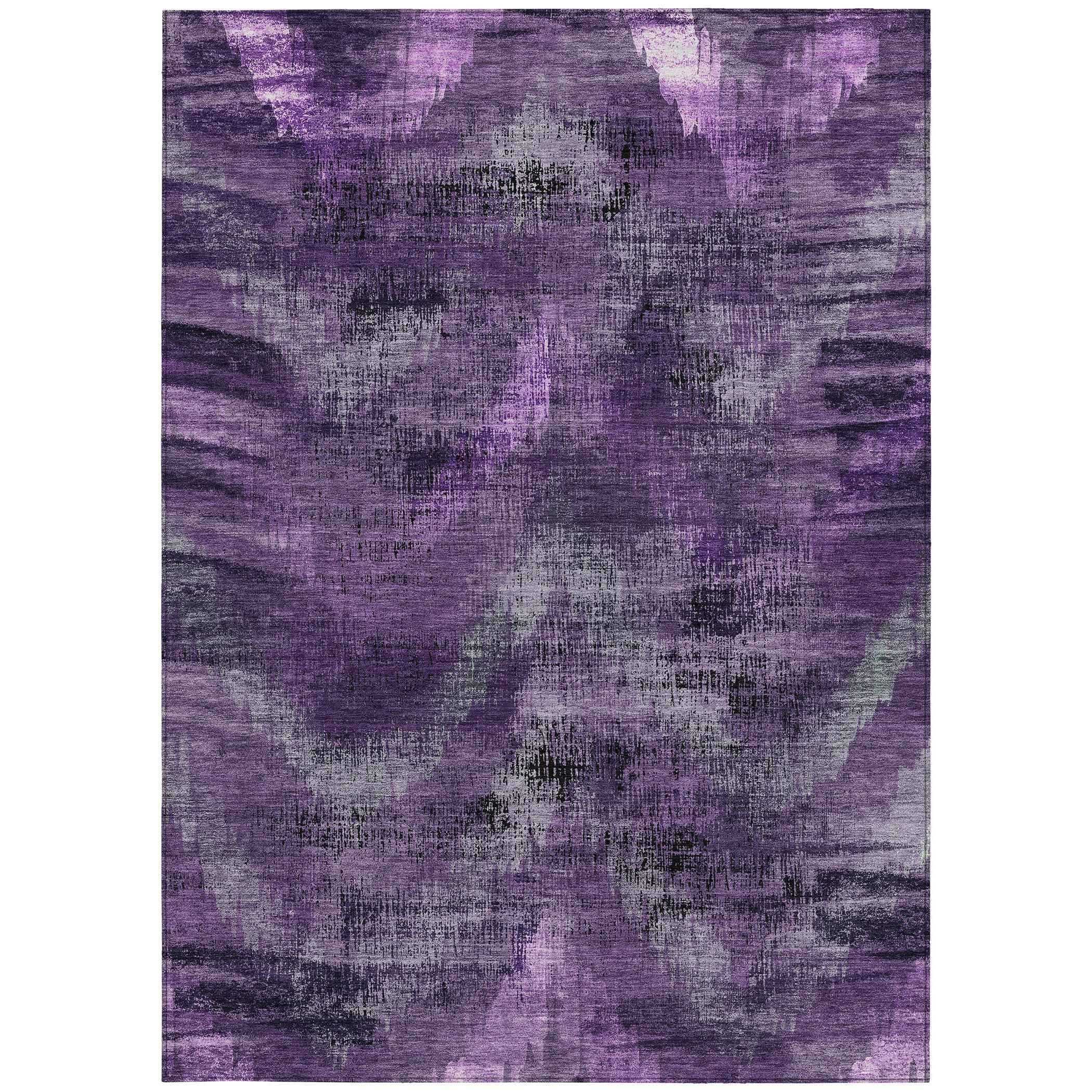 5' X 8' Purple Lavender And Gray Abstract Washable Indoor Outdoor Area Rug