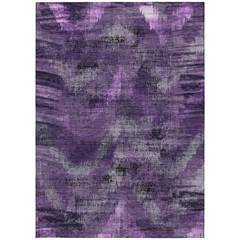 5' X 8' Purple Lavender And Gray Abstract Washable Indoor Outdoor Area Rug