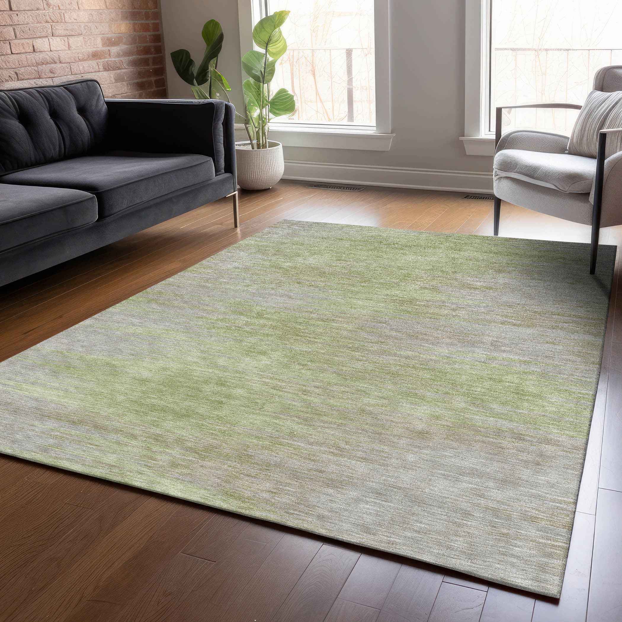 10' X 14' Sage And Artichoke Green Abstract Washable Indoor Outdoor Area Rug