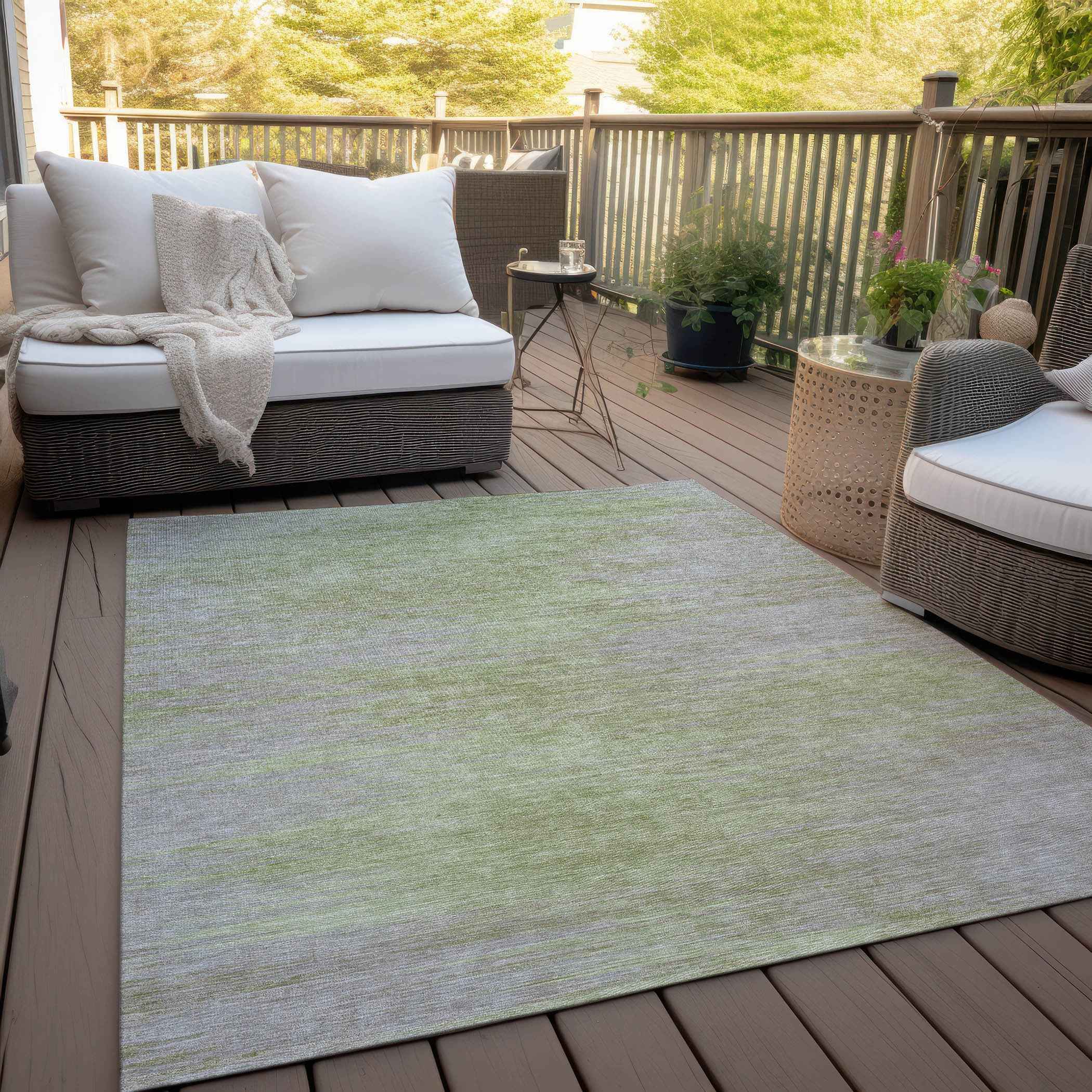 10' X 14' Sage And Artichoke Green Abstract Washable Indoor Outdoor Area Rug
