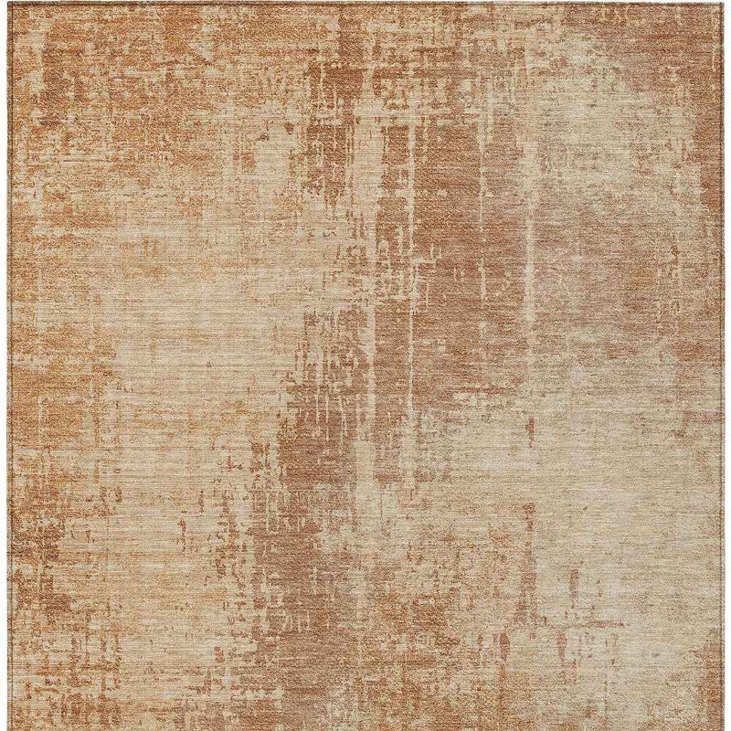 9' X 12' Terra Cotta And Copper Abstract Washable Indoor Outdoor Area Rug