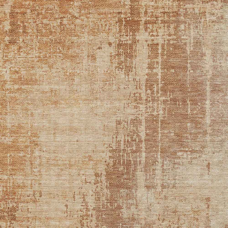 9' X 12' Terra Cotta And Copper Abstract Washable Indoor Outdoor Area Rug