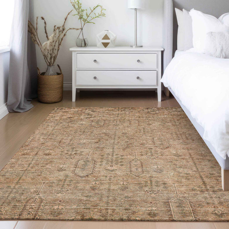 10' X 14' Terra Cotta And Copper Southwestern Washable Indoor Outdoor Area Rug