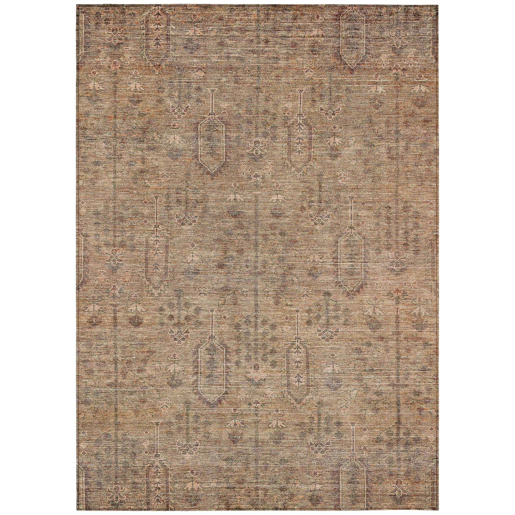 10' X 14' Terra Cotta And Copper Southwestern Washable Indoor Outdoor Area Rug