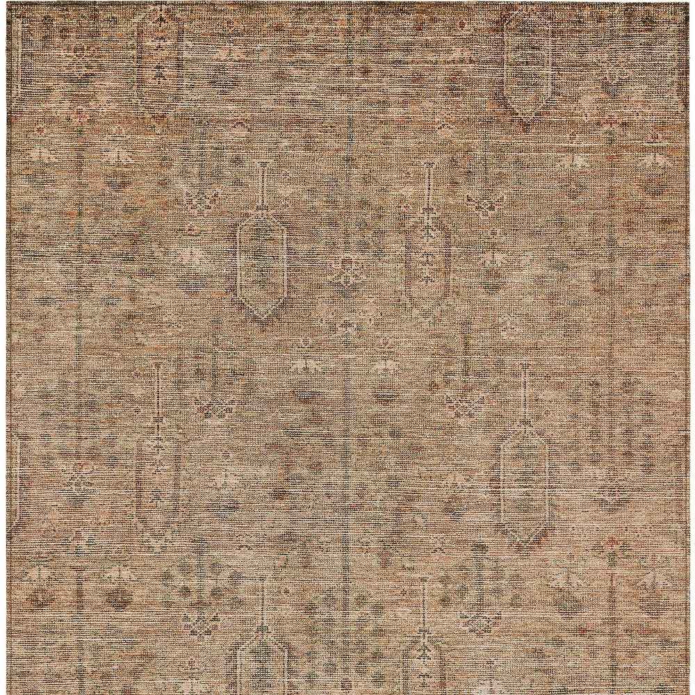 10' X 14' Terra Cotta And Copper Southwestern Washable Indoor Outdoor Area Rug