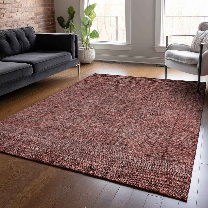 9' X 12' Orange And Copper Southwestern Washable Indoor Outdoor Area Rug