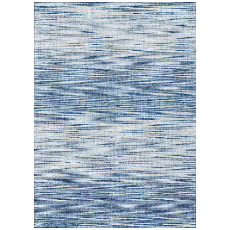 5' X 8' Navy Blue And Sky Blue Abstract Washable Indoor Outdoor Area Rug