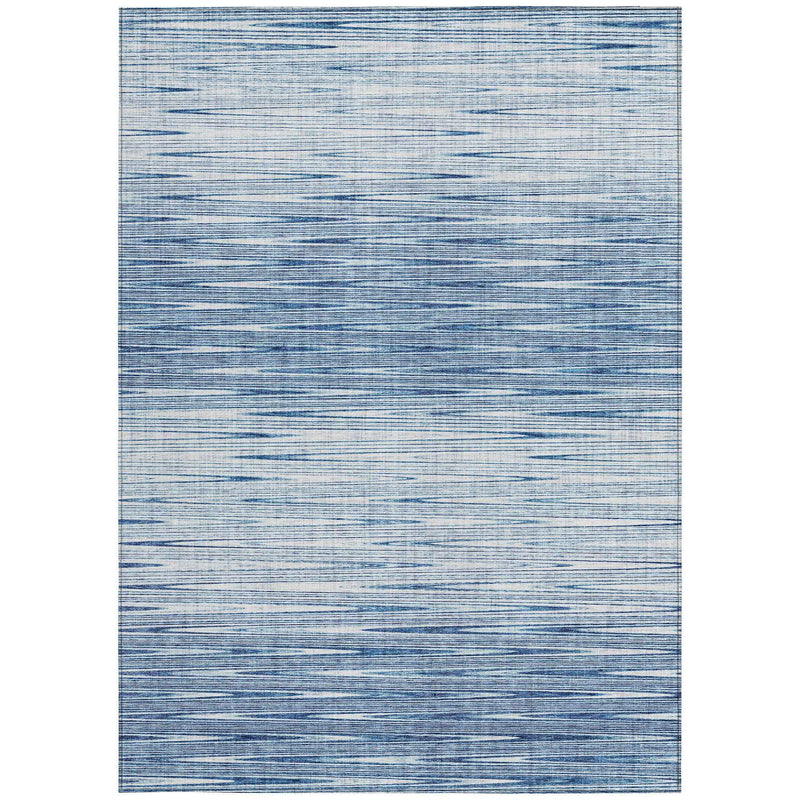 5' X 8' Navy Blue And Sky Blue Abstract Washable Indoor Outdoor Area Rug