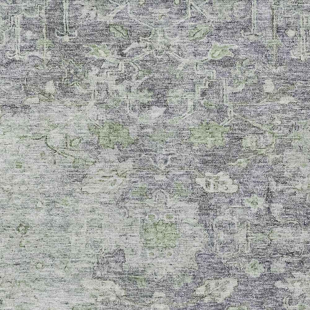 9' X 12' Plum Purple And Olive Green Oriental Washable Indoor Outdoor Area Rug