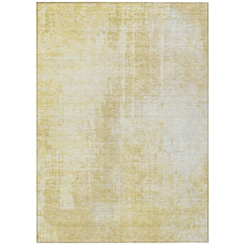 3' X 5' Gold Ivory And Beige Abstract Washable Indoor Outdoor Area Rug