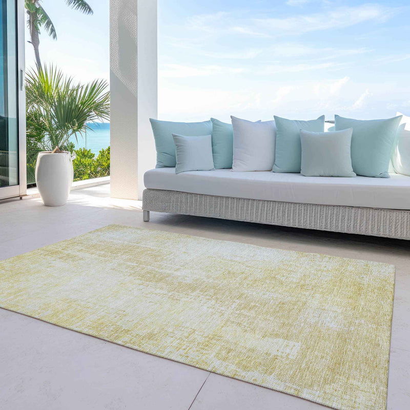 3' X 5' Gold Ivory And Beige Abstract Washable Indoor Outdoor Area Rug