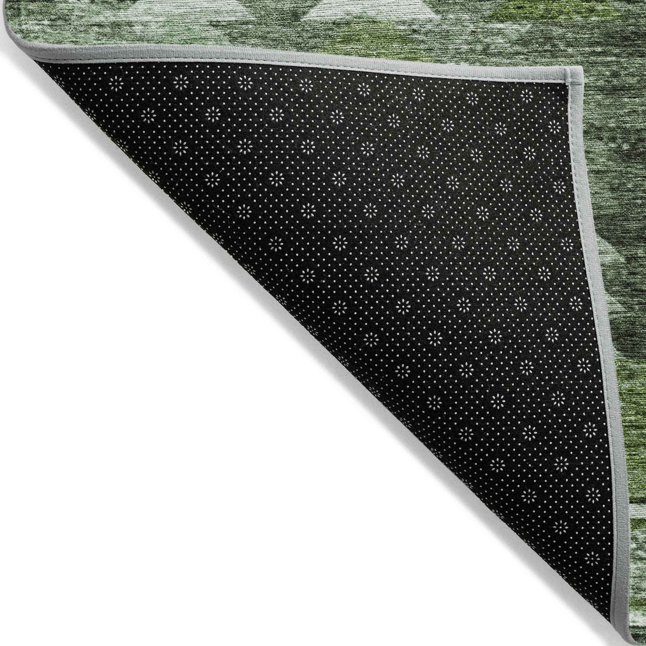 9' X 12' Olive Green And Fern Green Southwestern Washable Indoor Outdoor Area Rug