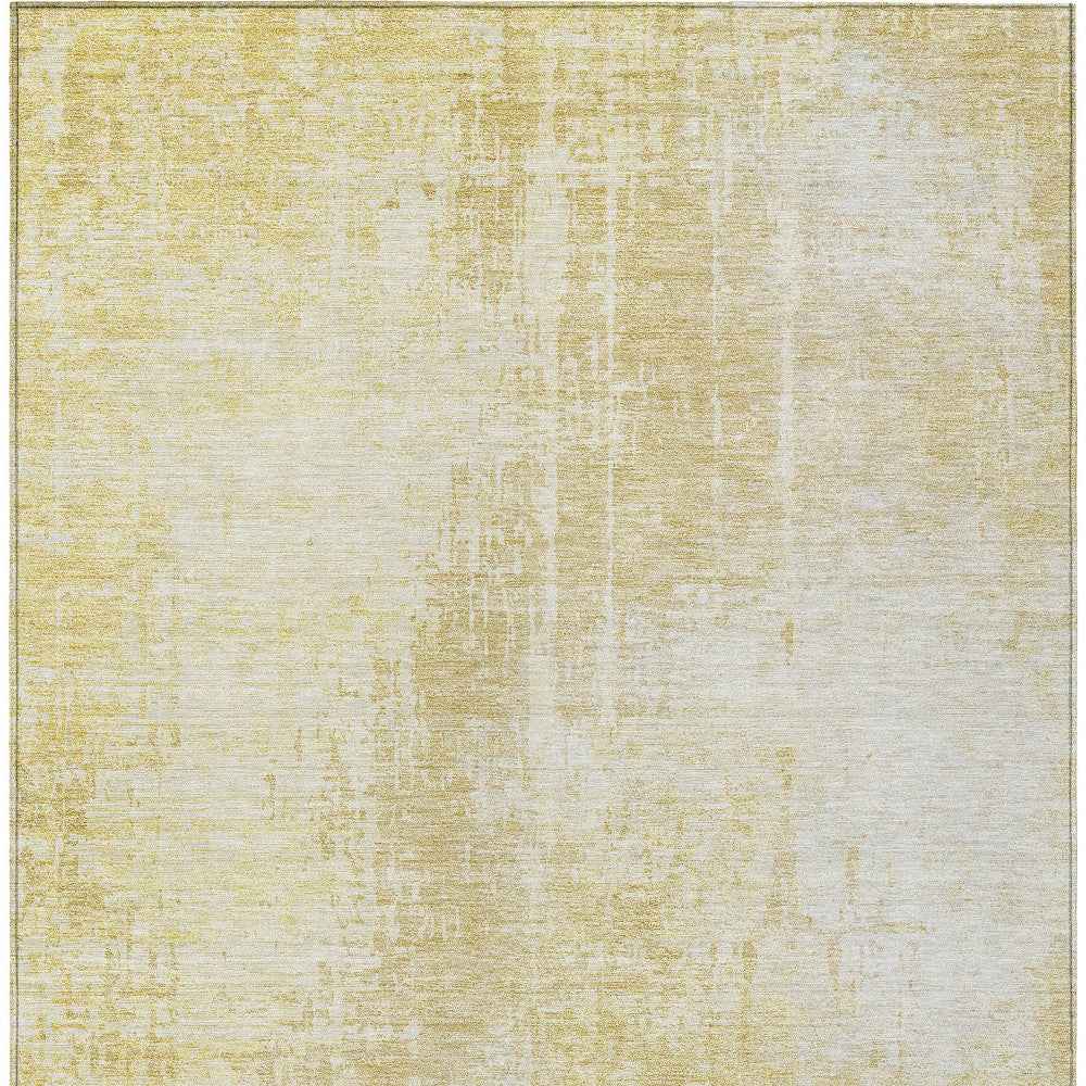 3' X 5' Gold Ivory And Beige Abstract Washable Indoor Outdoor Area Rug