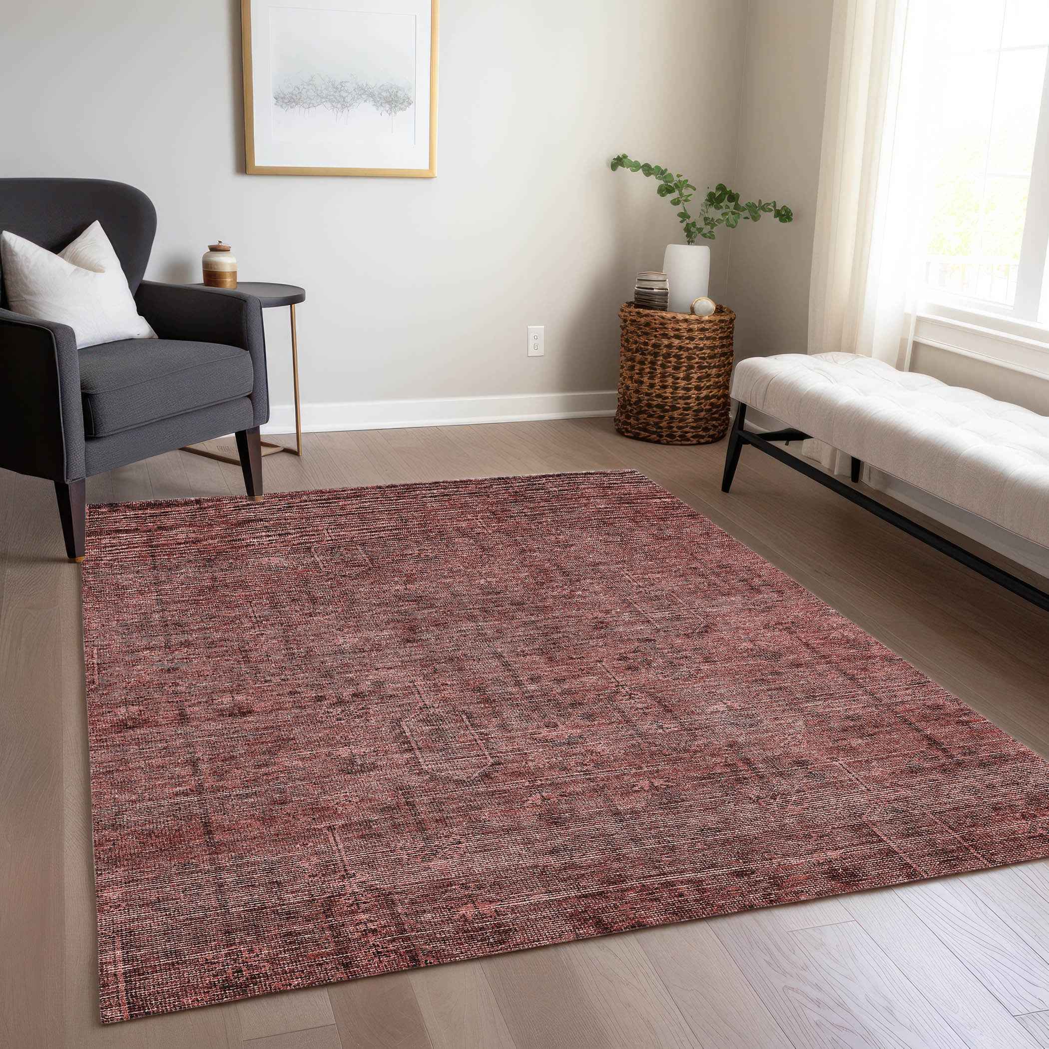 3' X 5' Orange And Copper Southwestern Washable Indoor Outdoor Area Rug