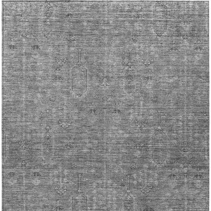 5' X 8' Gray And Charcoal Southwestern Washable Indoor Outdoor Area Rug