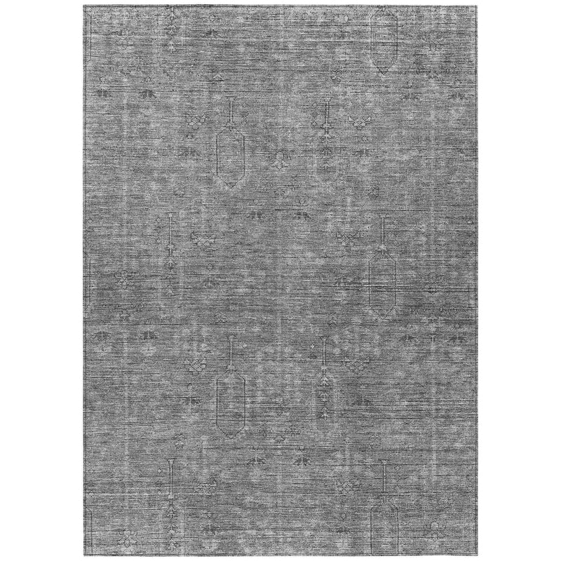 5' X 8' Gray And Charcoal Southwestern Washable Indoor Outdoor Area Rug