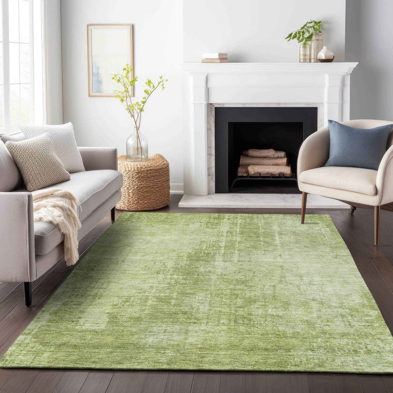 5' X 8' Sage And Green Abstract Washable Indoor Outdoor Area Rug