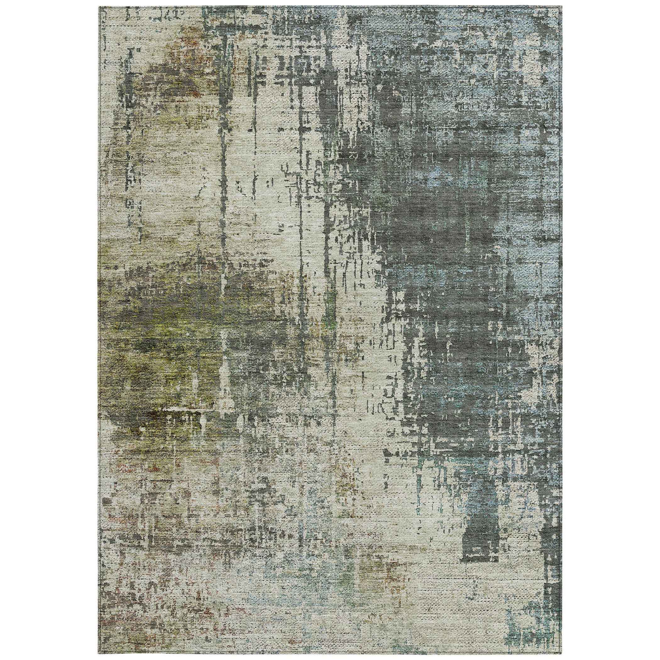 10' X 14' Sage Beige And Brown Abstract Washable Indoor Outdoor Area Rug