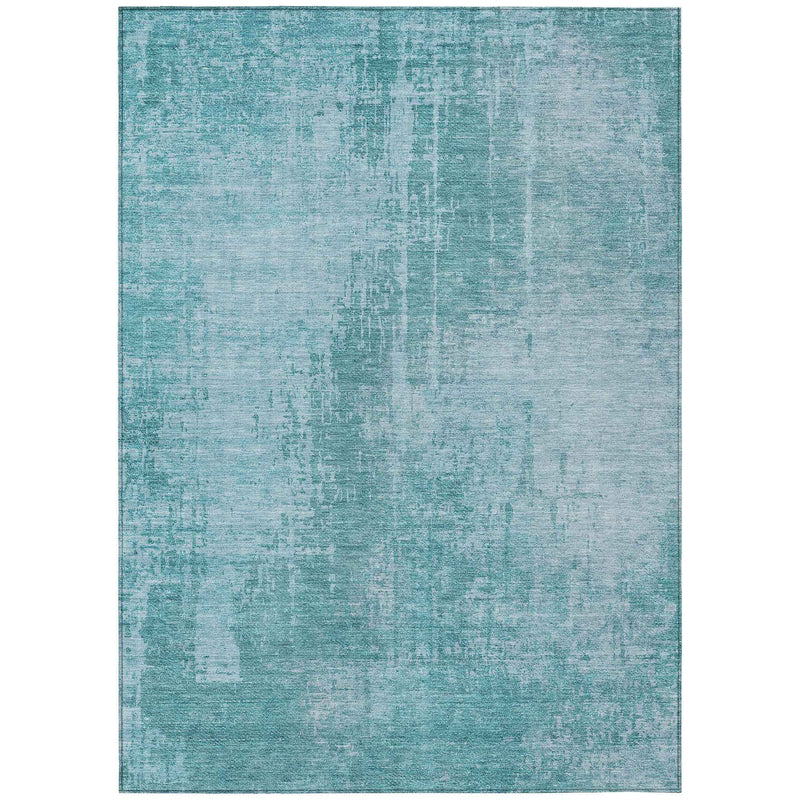3' X 5' Aqua Teal Blue And Gray Abstract Washable Indoor Outdoor Area Rug