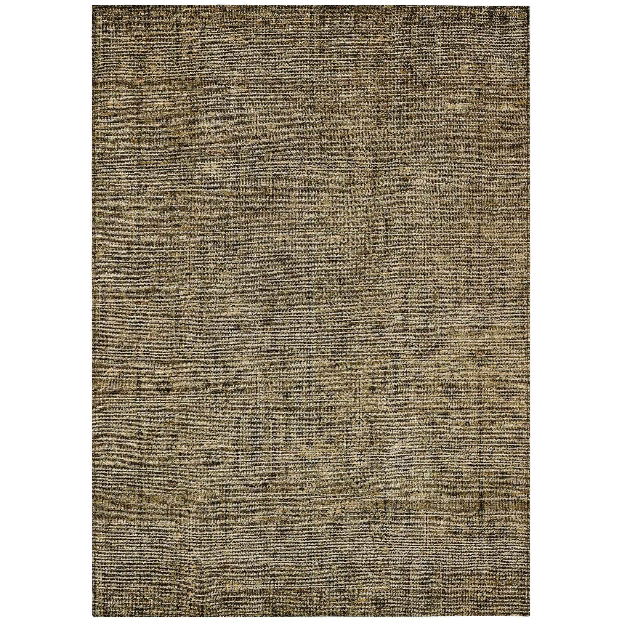 9' X 12' Brown And Beige Southwestern Washable Indoor Outdoor Area Rug