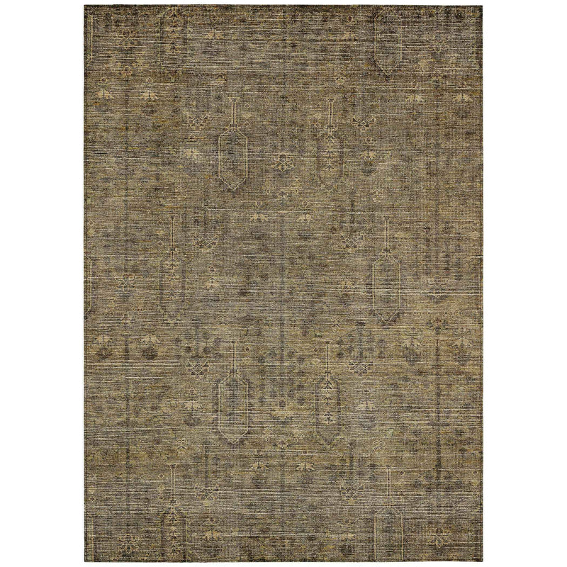 9' X 12' Brown And Beige Southwestern Washable Indoor Outdoor Area Rug