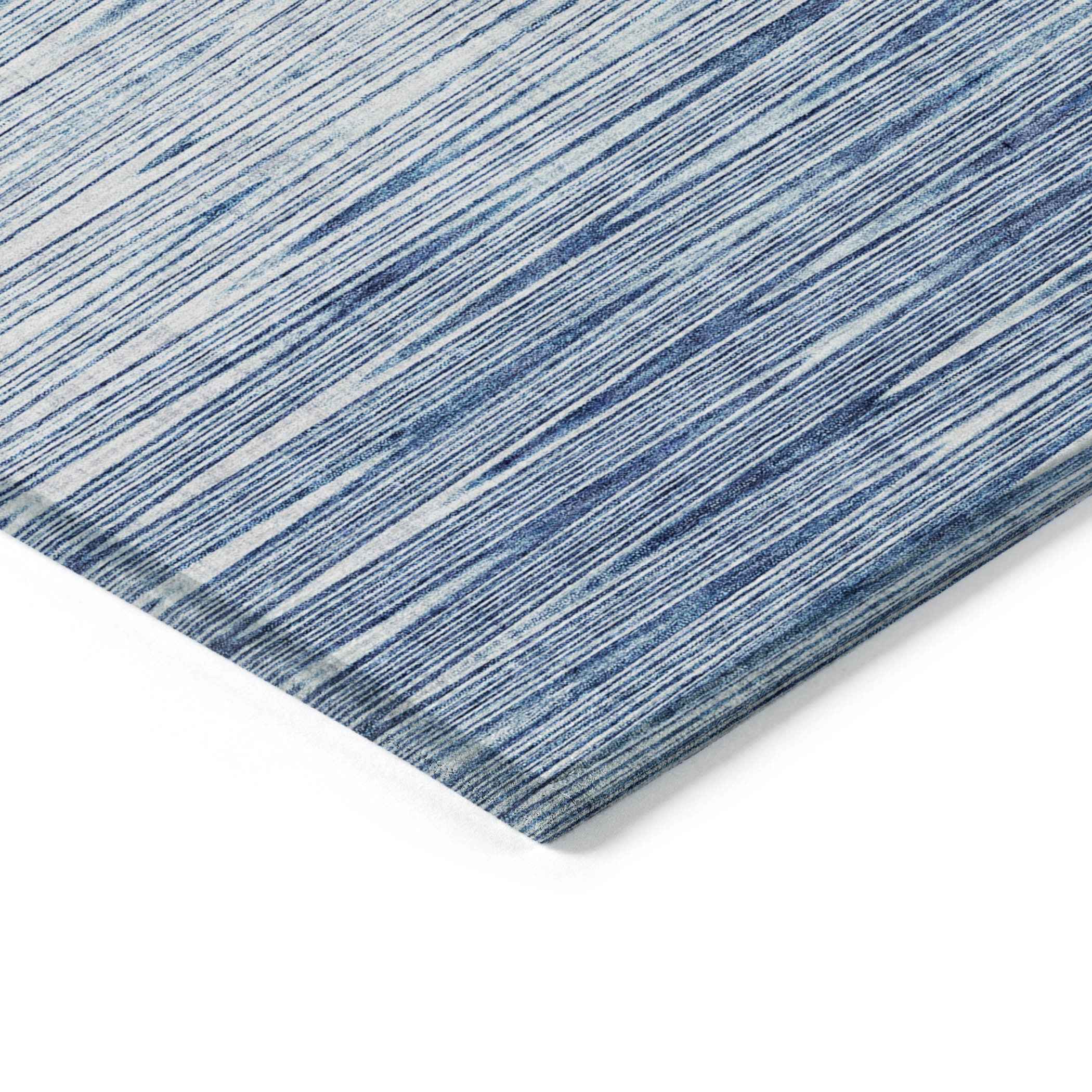 9' X 12' Navy Blue And Sky Blue Abstract Washable Indoor Outdoor Area Rug