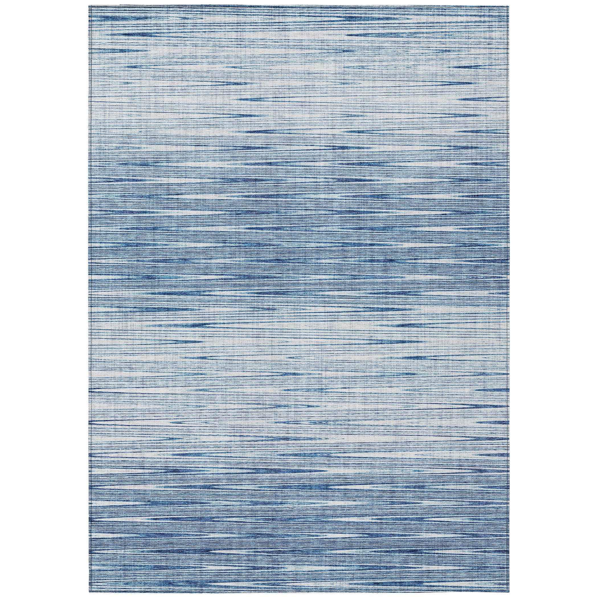 9' X 12' Navy Blue And Sky Blue Abstract Washable Indoor Outdoor Area Rug