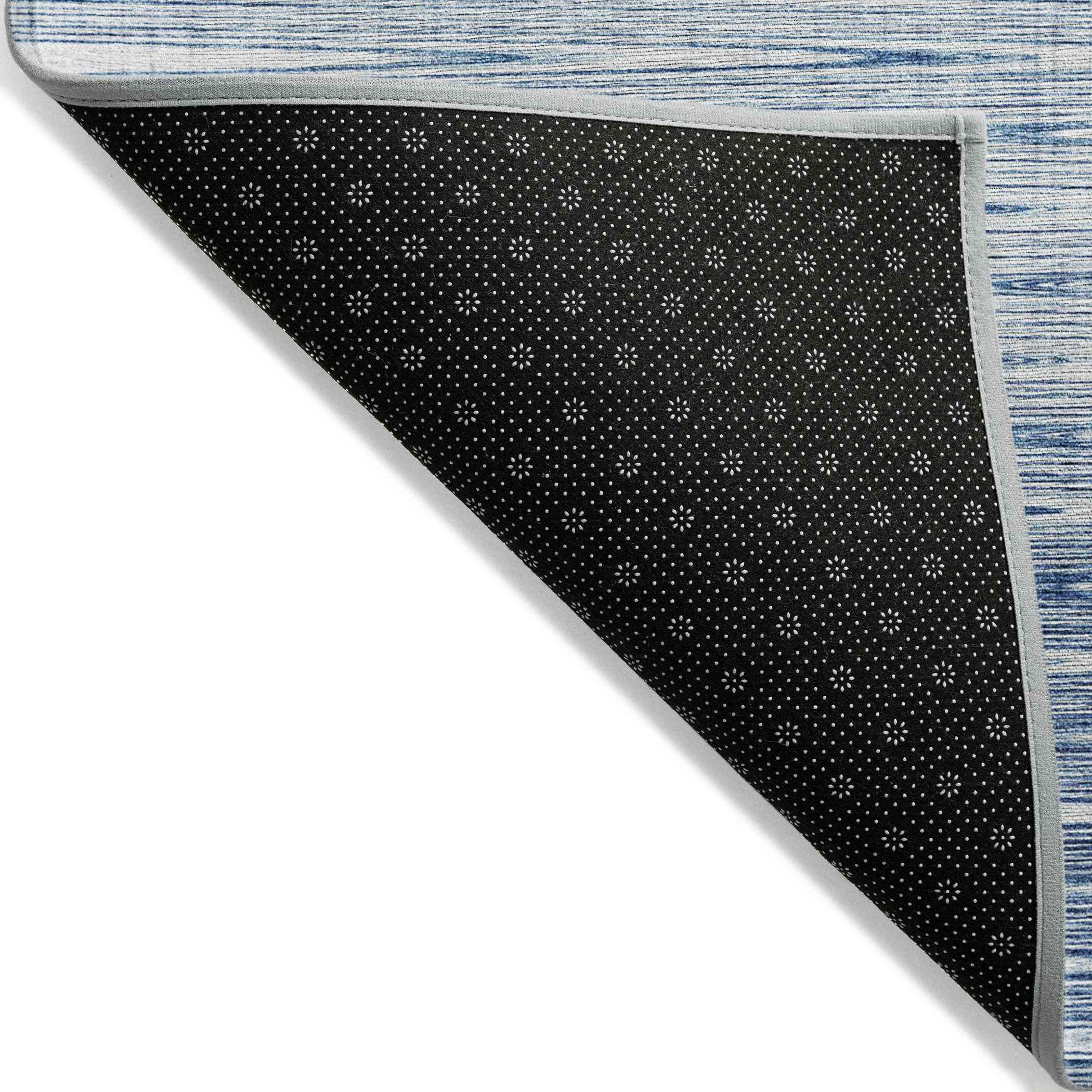 9' X 12' Navy Blue And Sky Blue Abstract Washable Indoor Outdoor Area Rug
