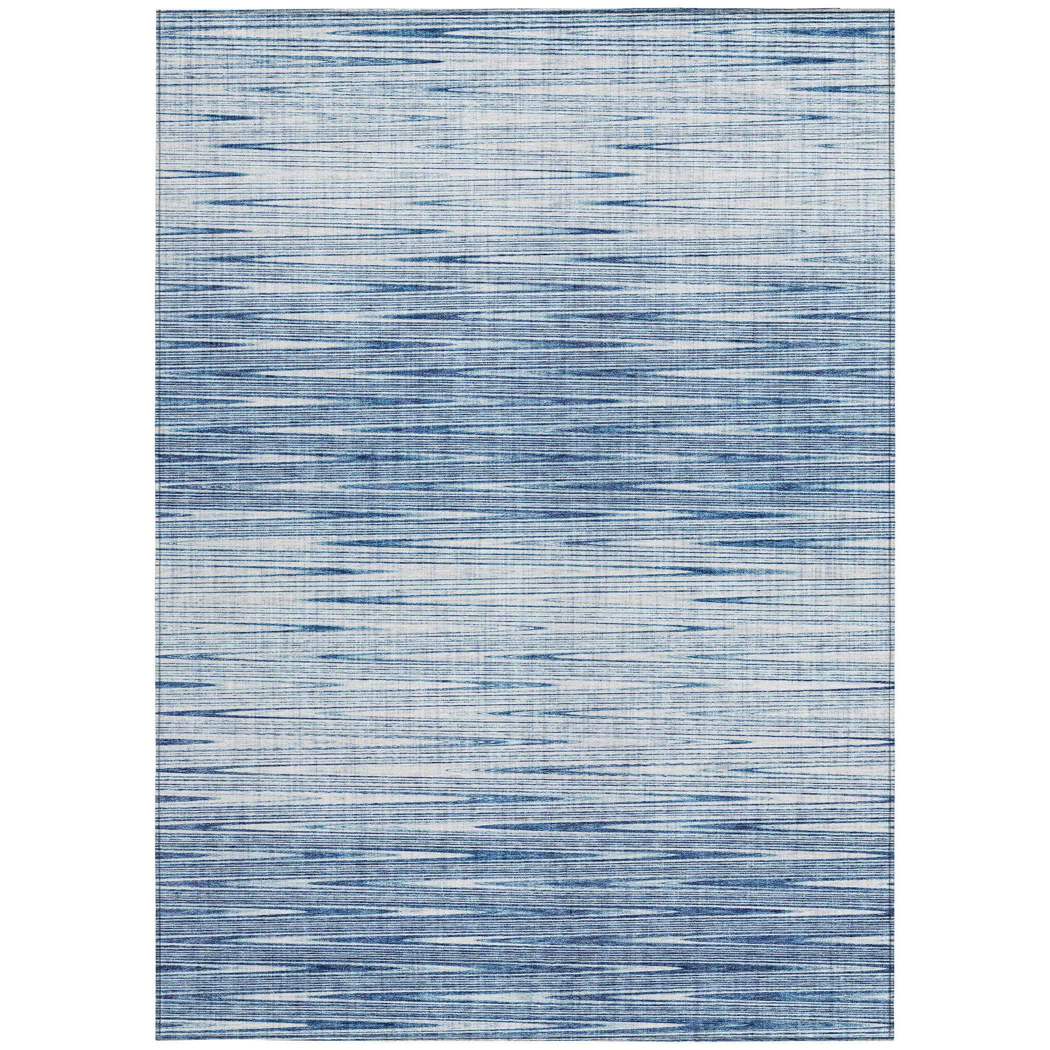 9' X 12' Navy Blue And Sky Blue Abstract Washable Indoor Outdoor Area Rug