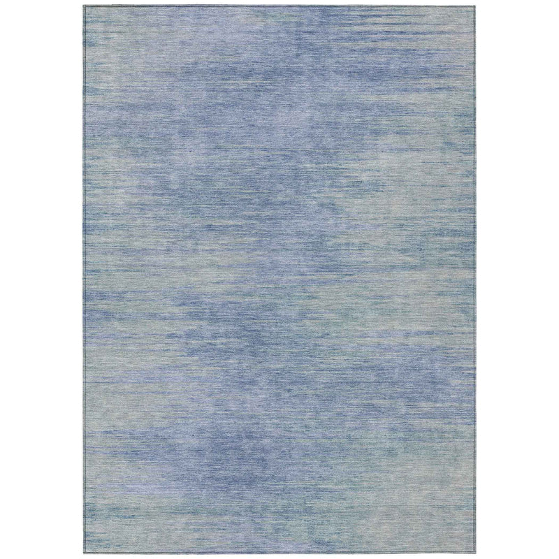 9' X 12' Denim Blue And Sky Blue Abstract Washable Indoor Outdoor Area Rug