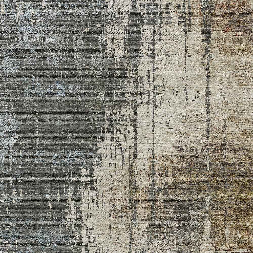 9' X 12' Beige Brown And Gray Abstract Washable Indoor Outdoor Area Rug