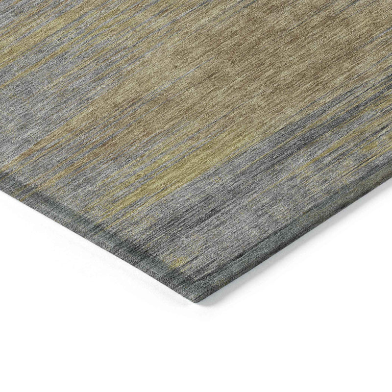5' X 8' Brown Gold And Taupe Abstract Washable Indoor Outdoor Area Rug