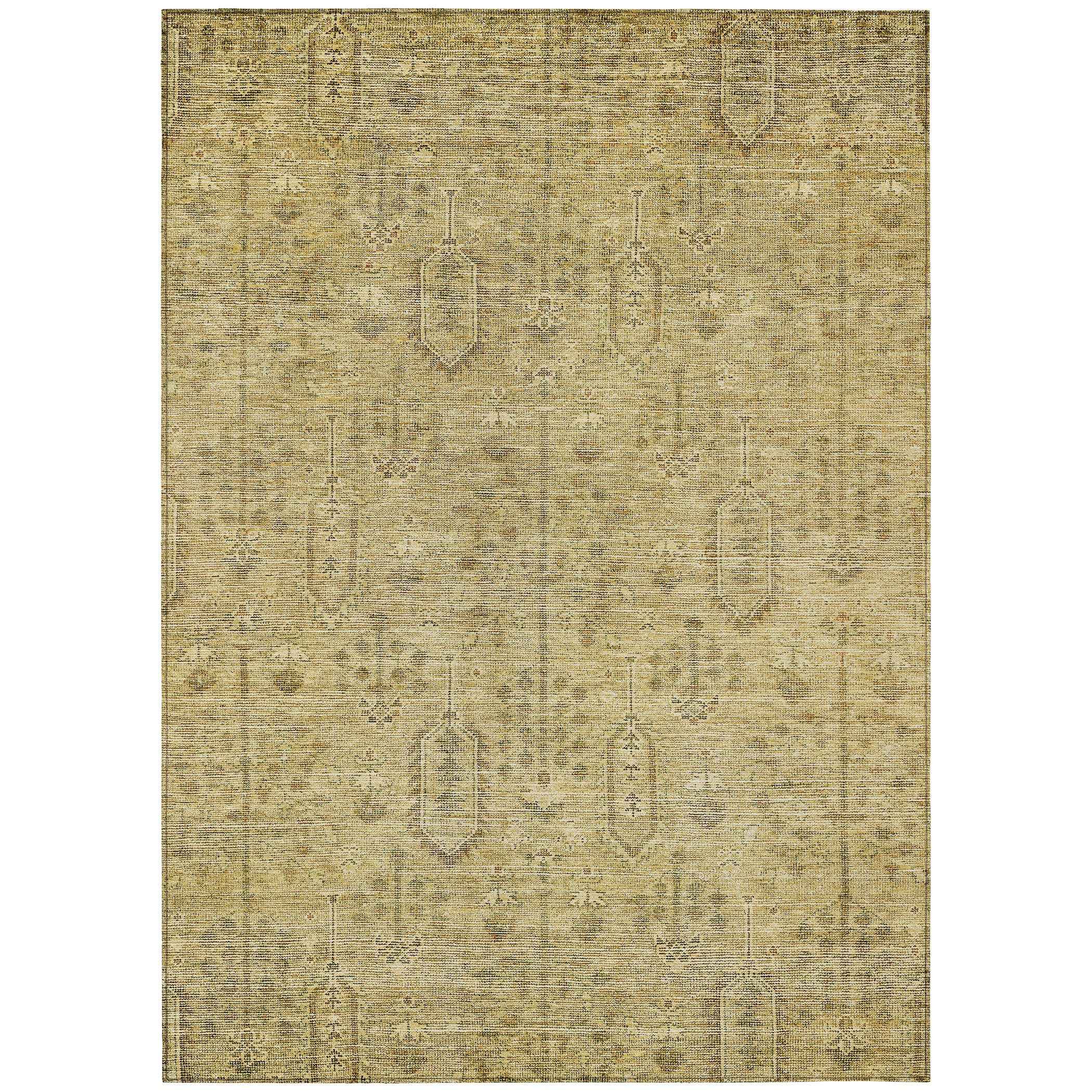 10' X 14' Gold And Taupe Southwestern Washable Indoor Outdoor Area Rug