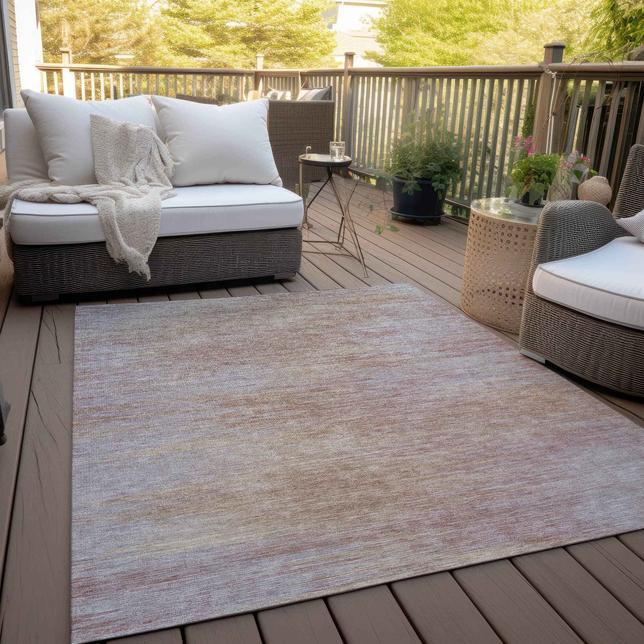 5' X 8' Merlot And Beige Abstract Washable Indoor Outdoor Area Rug
