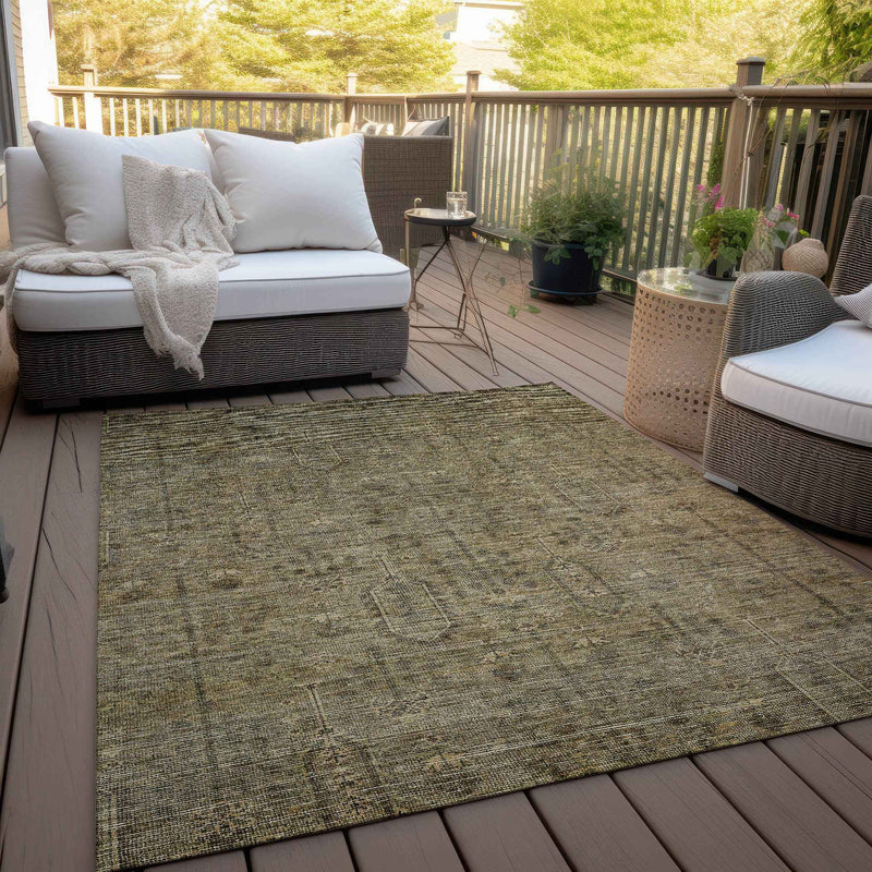 5' X 8' Brown And Beige Southwestern Washable Indoor Outdoor Area Rug