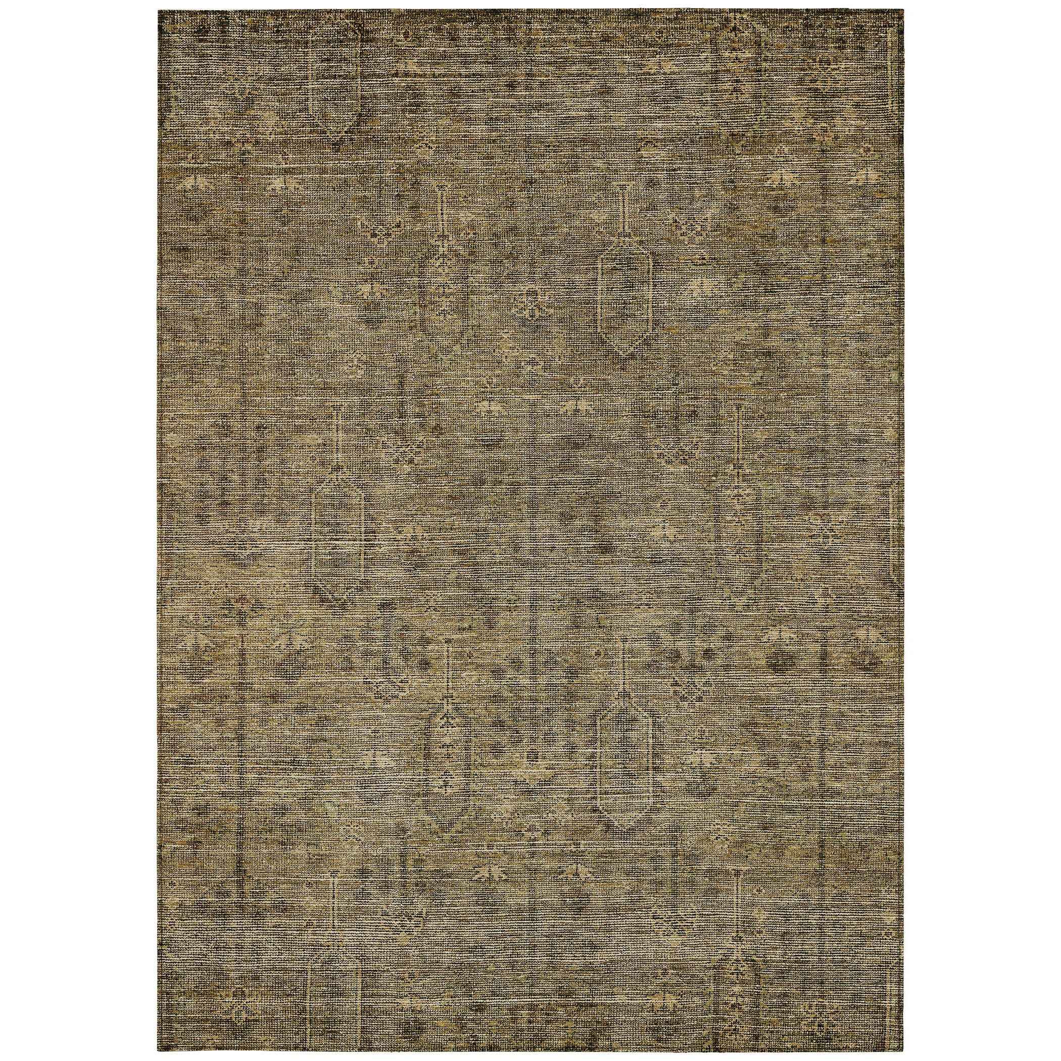 5' X 8' Brown And Beige Southwestern Washable Indoor Outdoor Area Rug