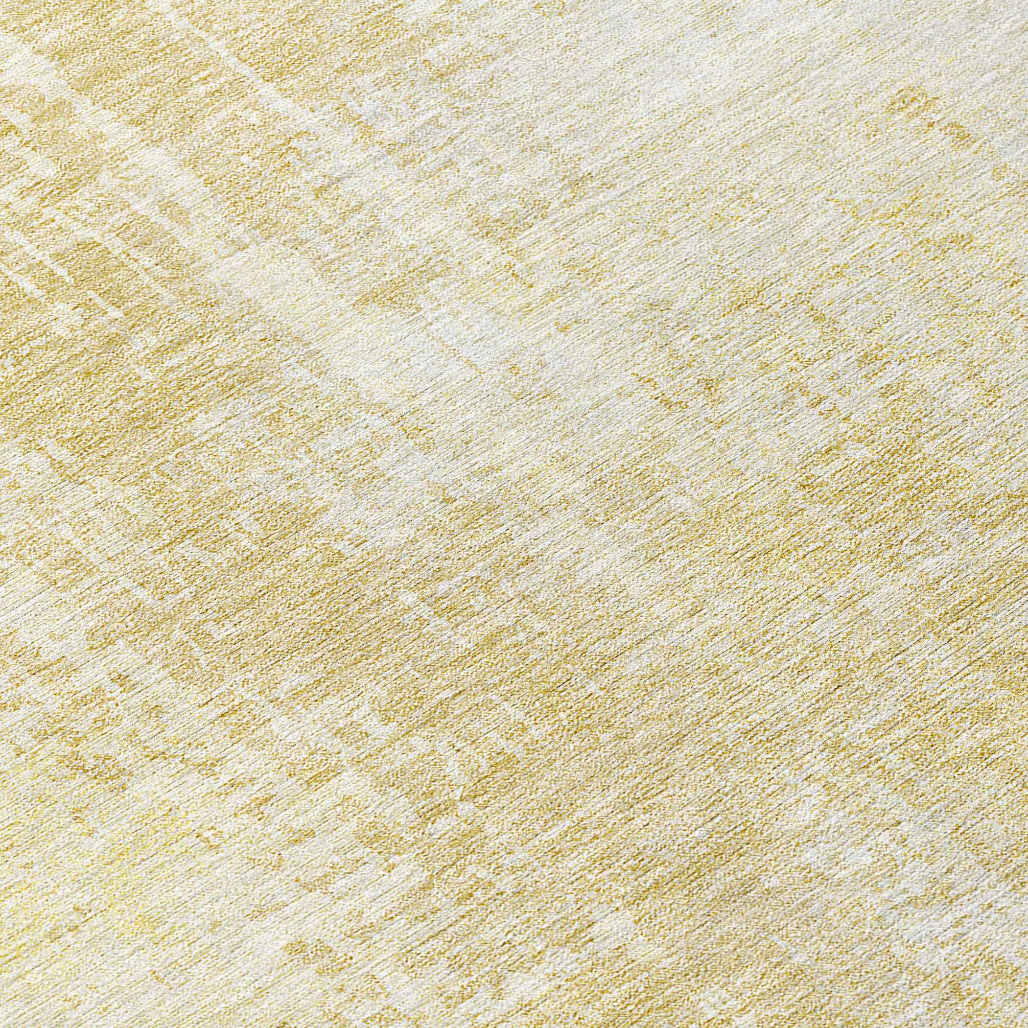 8' Gold Ivory And Beige Round Abstract Washable Indoor Outdoor Area Rug