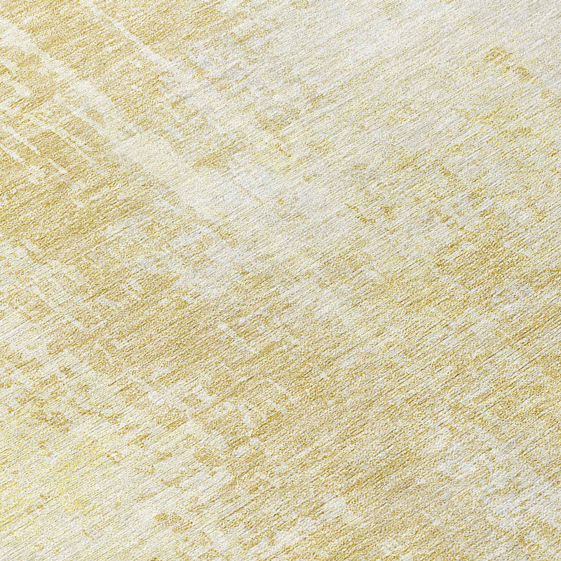 8' Gold Ivory And Beige Round Abstract Washable Indoor Outdoor Area Rug