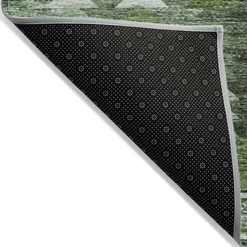 5' X 8' Olive Green And Fern Green Southwestern Washable Indoor Outdoor Area Rug