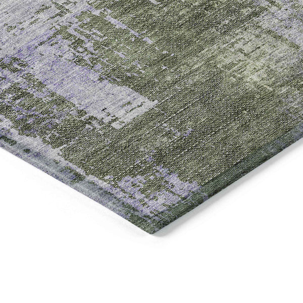 3' X 5' Olive Green And Purple Abstract Washable Indoor Outdoor Area Rug Default Title