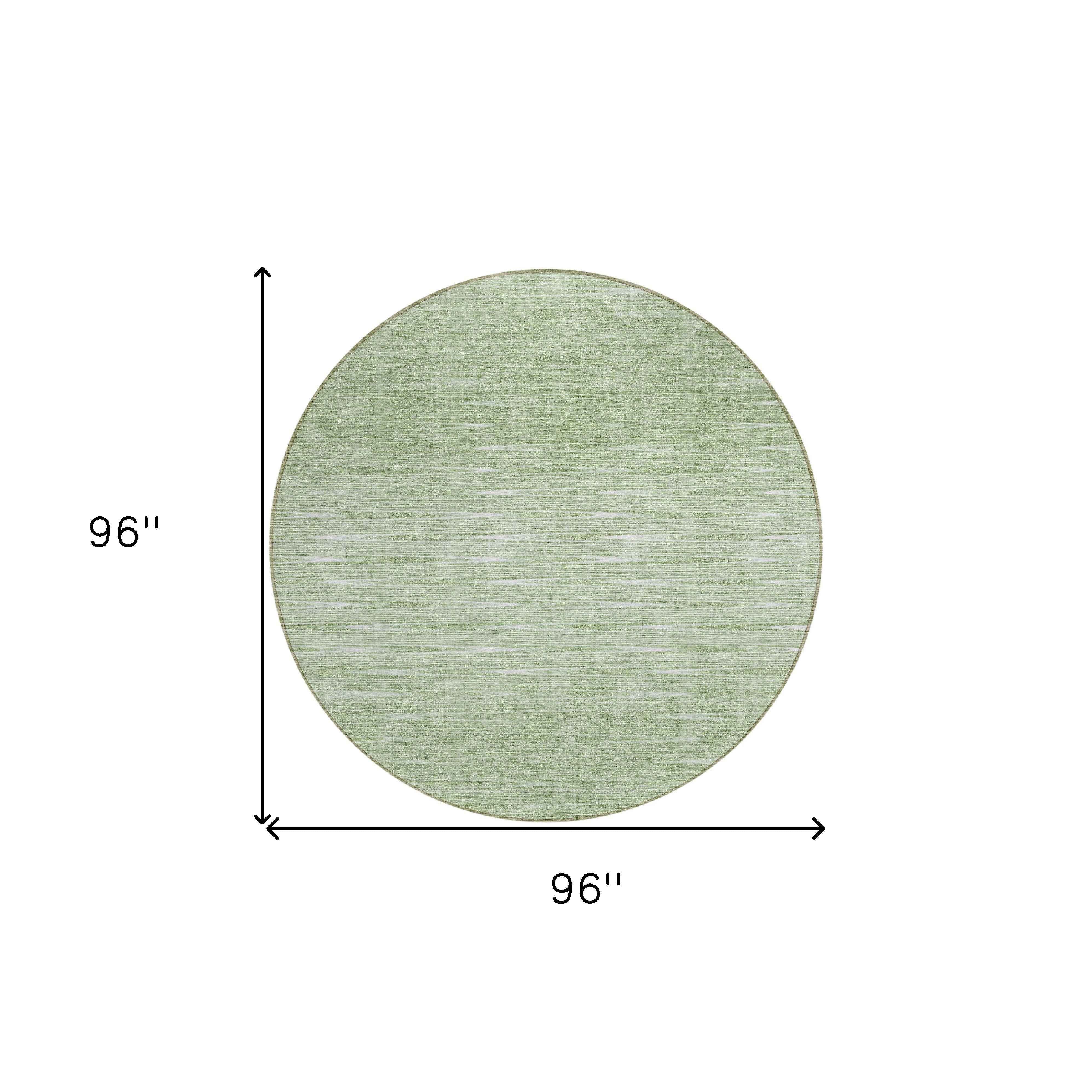 8' Artichoke Green And Green Round Abstract Washable Indoor Outdoor Area Rug