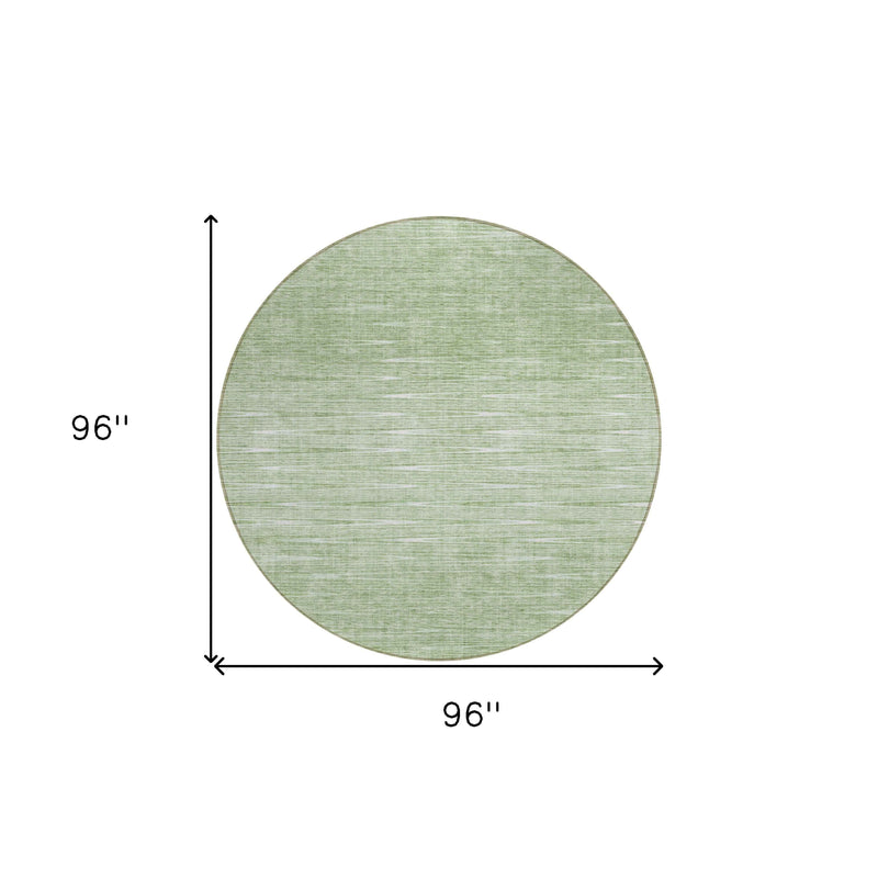 8' Artichoke Green And Green Round Abstract Washable Indoor Outdoor Area Rug