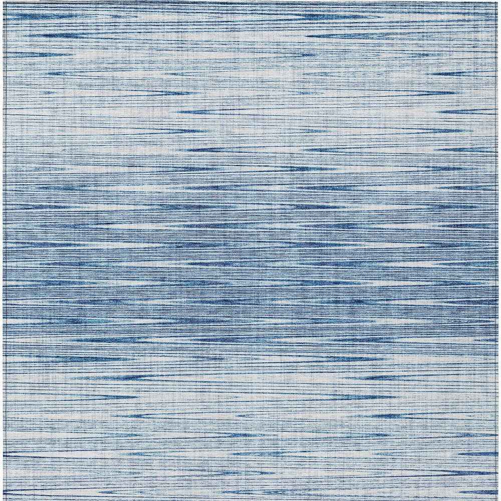 3' X 5' Navy Blue And Sky Blue Abstract Washable Indoor Outdoor Area Rug