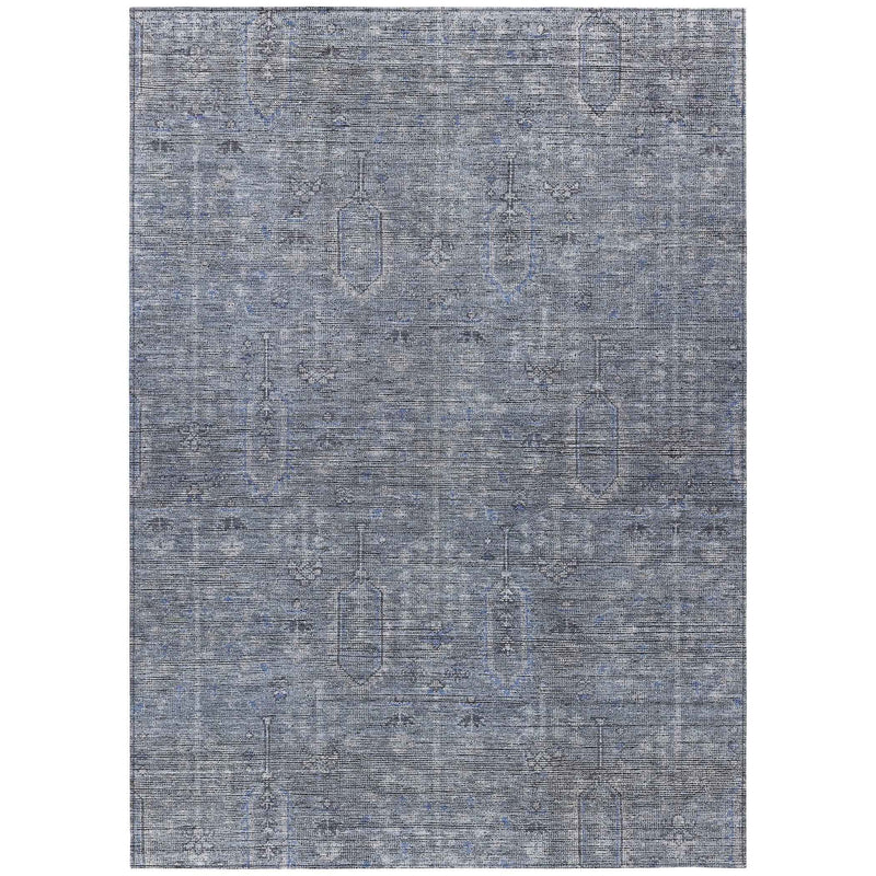 3' X 5' Navy Blue And Gray Southwestern Washable Indoor Outdoor Area Rug