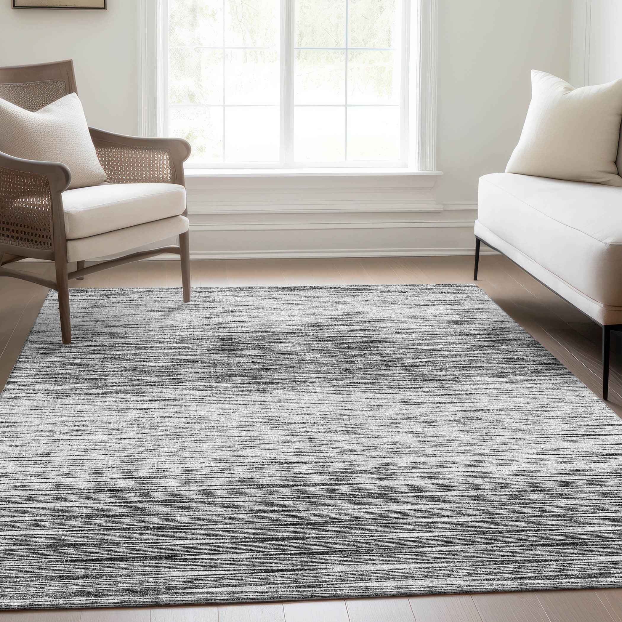 3' X 5' Gray And Charcoal Abstract Washable Indoor Outdoor Area Rug