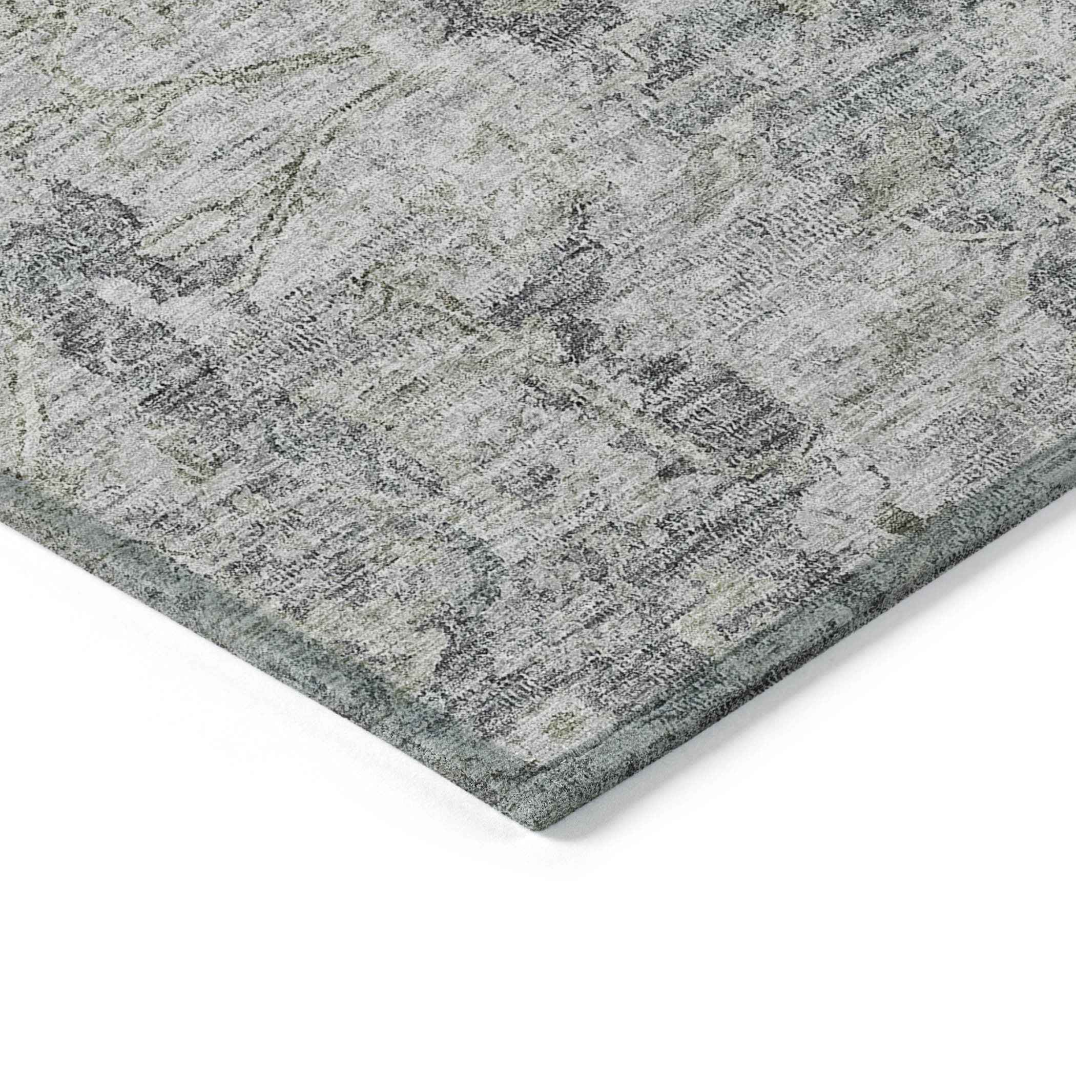 3' X 5' Gray Beige And Charcoal Oriental Washable Indoor Outdoor Area Rug