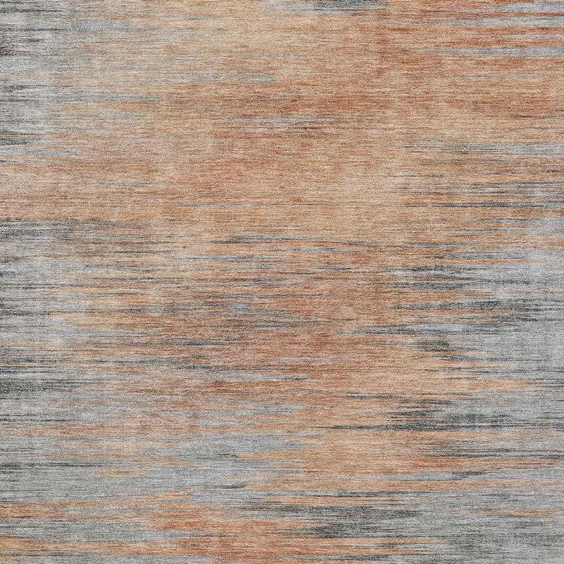 9' X 12' Salmon Gray And Charcoal Abstract Washable Indoor Outdoor Area Rug