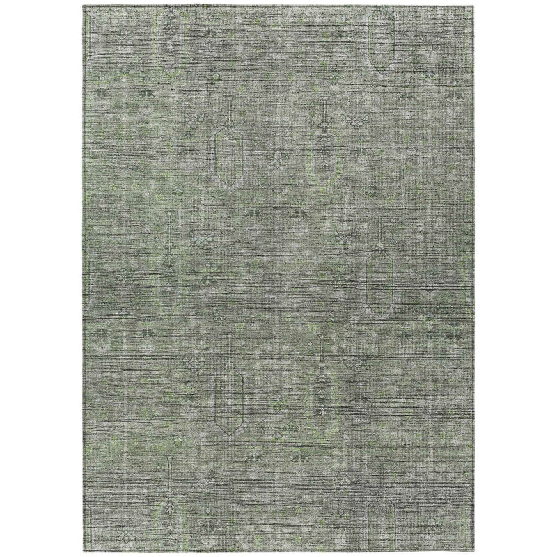 5' X 8' Fern Green And Gray Southwestern Washable Indoor Outdoor Area Rug