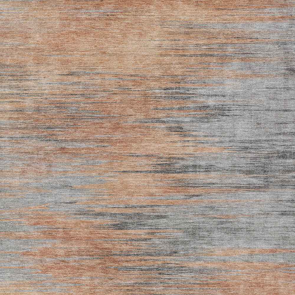 8' X 10' Salmon Gray And Charcoal Abstract Washable Indoor Outdoor Area Rug