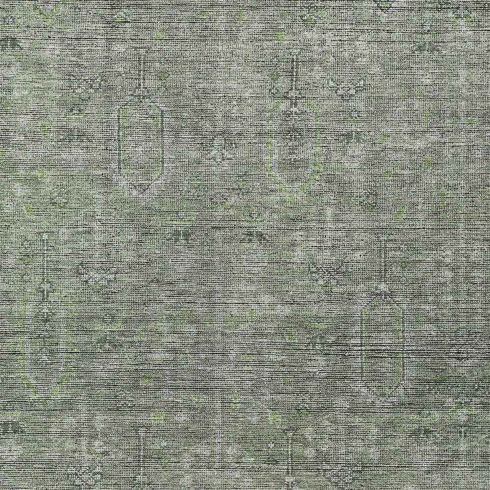 5' X 8' Fern Green And Gray Southwestern Washable Indoor Outdoor Area Rug